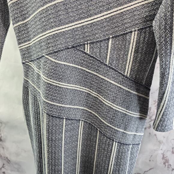 Anthropologie Dress Womens Medium Blue White Striped Mini Maeve V Neck Stretch - Picture 8 of 12